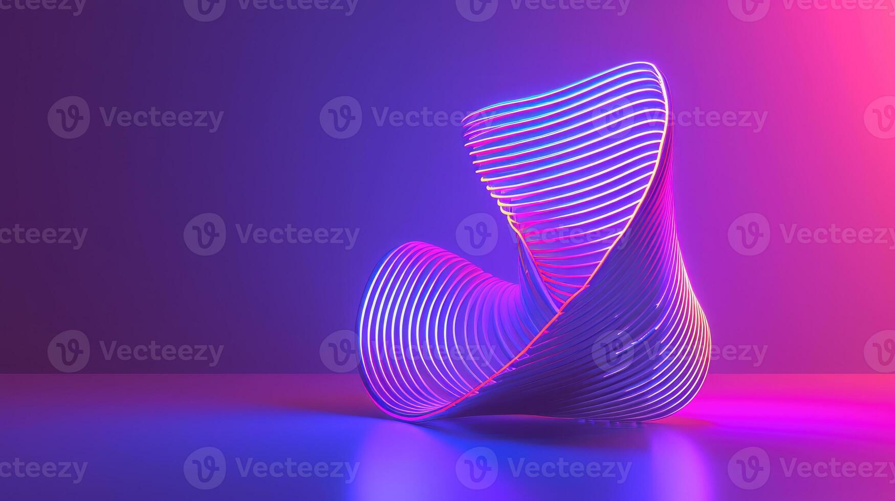 AI generated colorful background with abstract shape glowing in ultraviolet spectrum, curvy neon lines, Futuristic energy concept photo