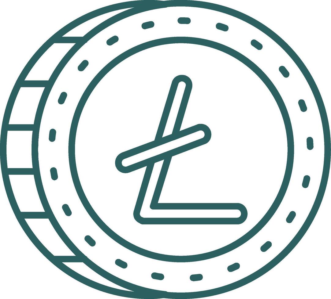 Litecoin Line Gradient Green Icon vector