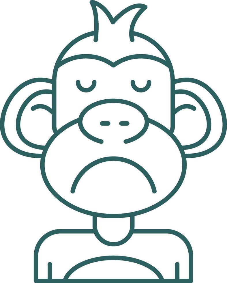 Sad Line Gradient Green Icon vector