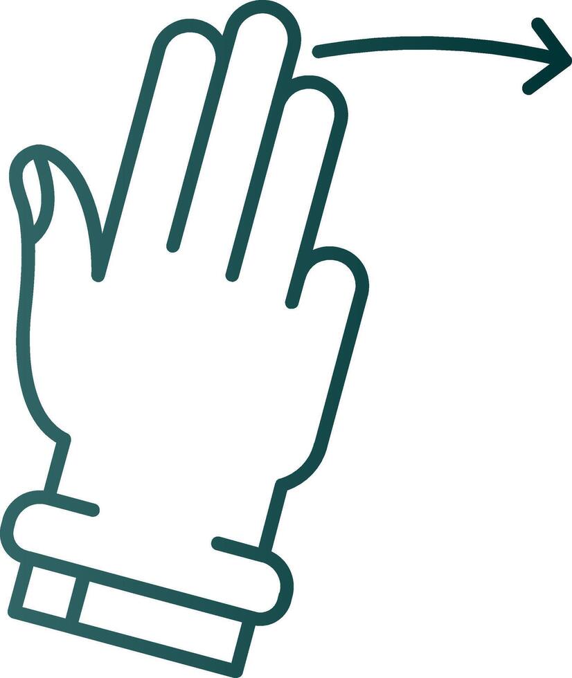 Tres dedos Derecha línea degradado verde icono vector