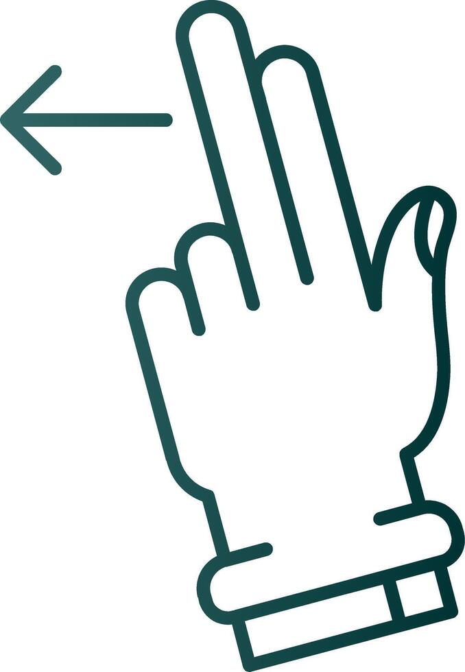 Two Fingers Left Line Gradient Green Icon vector