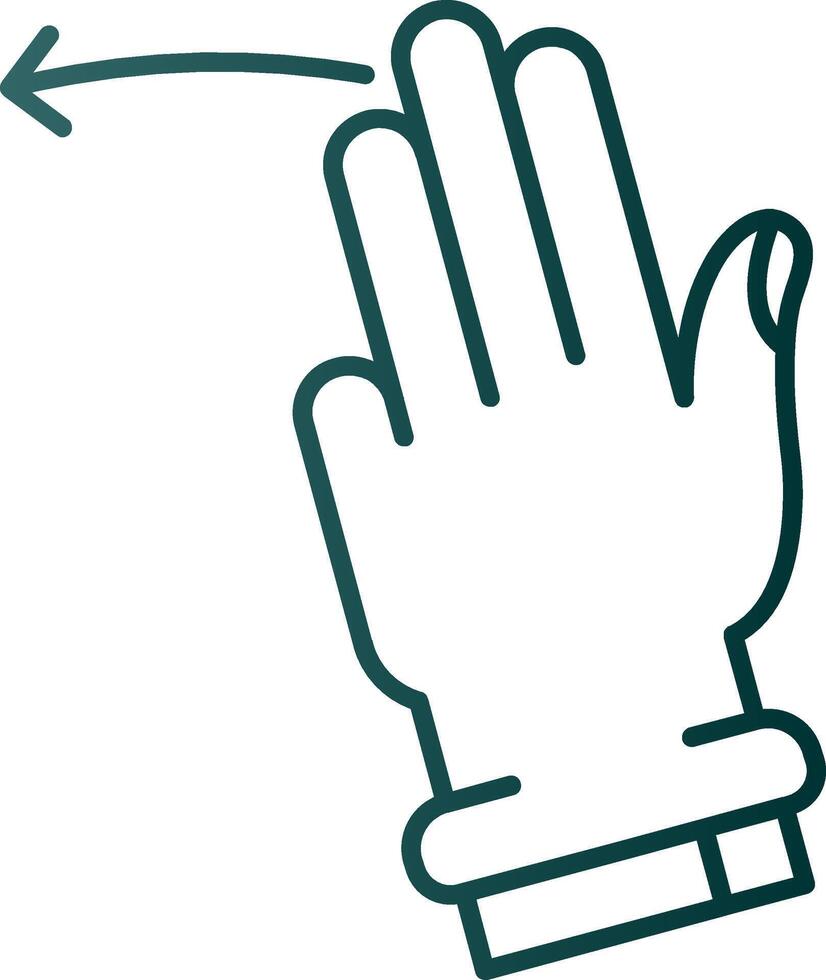 Three Fingers Left Line Gradient Green Icon vector