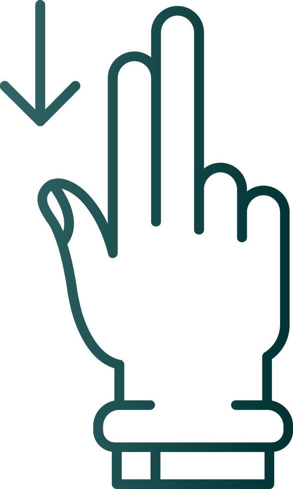 Two Fingers Down Line Gradient Green Icon vector