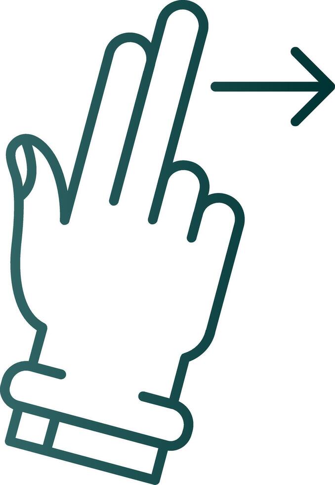 Two Fingers Right Line Gradient Green Icon vector