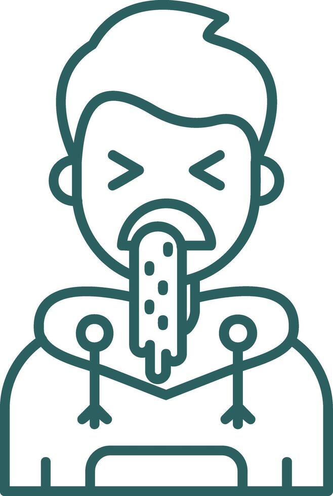 Vomit Line Gradient Green Icon vector
