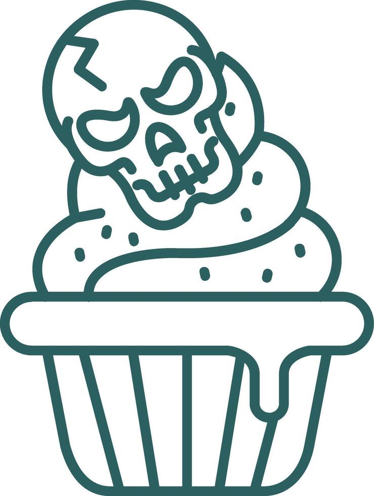 Cupcake Line Gradient Green Icon vector