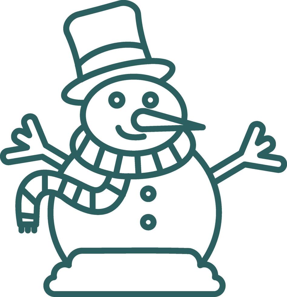 Snowman Line Gradient Green Icon vector