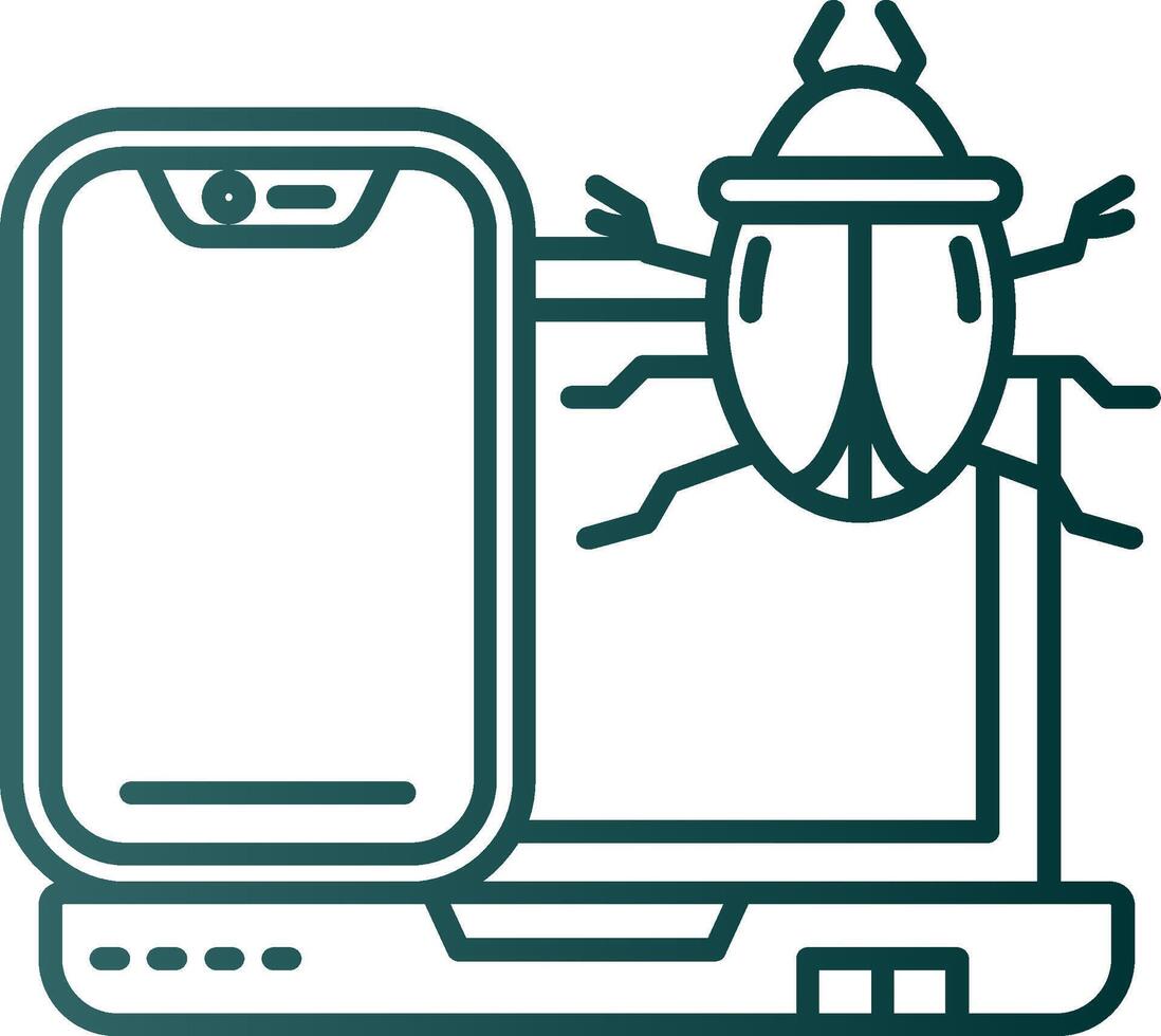 Bug Line Gradient Green Icon vector
