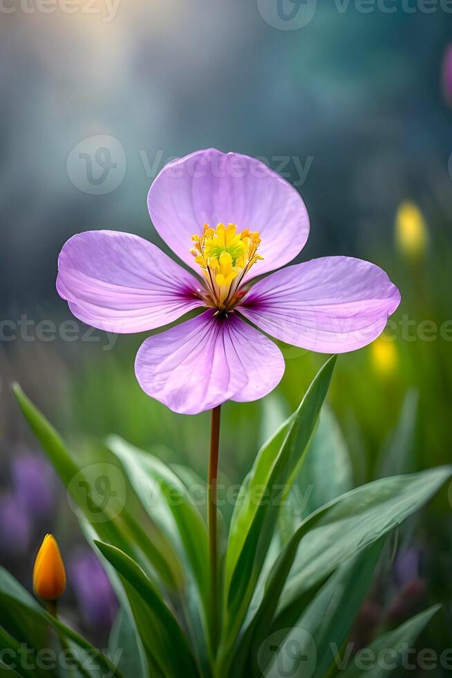 AI generated Portrait of a spring purple flower blooming in garden during spring photo