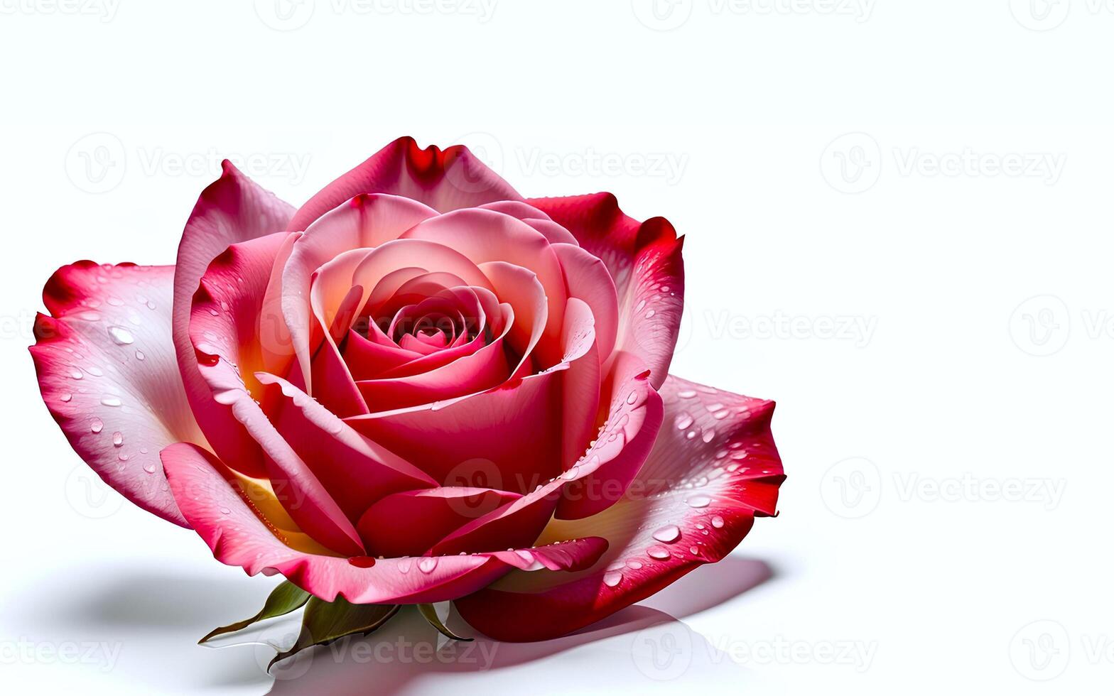 AI generated Beautiful pink rose on white background representing Valentine's Day or any such event photo