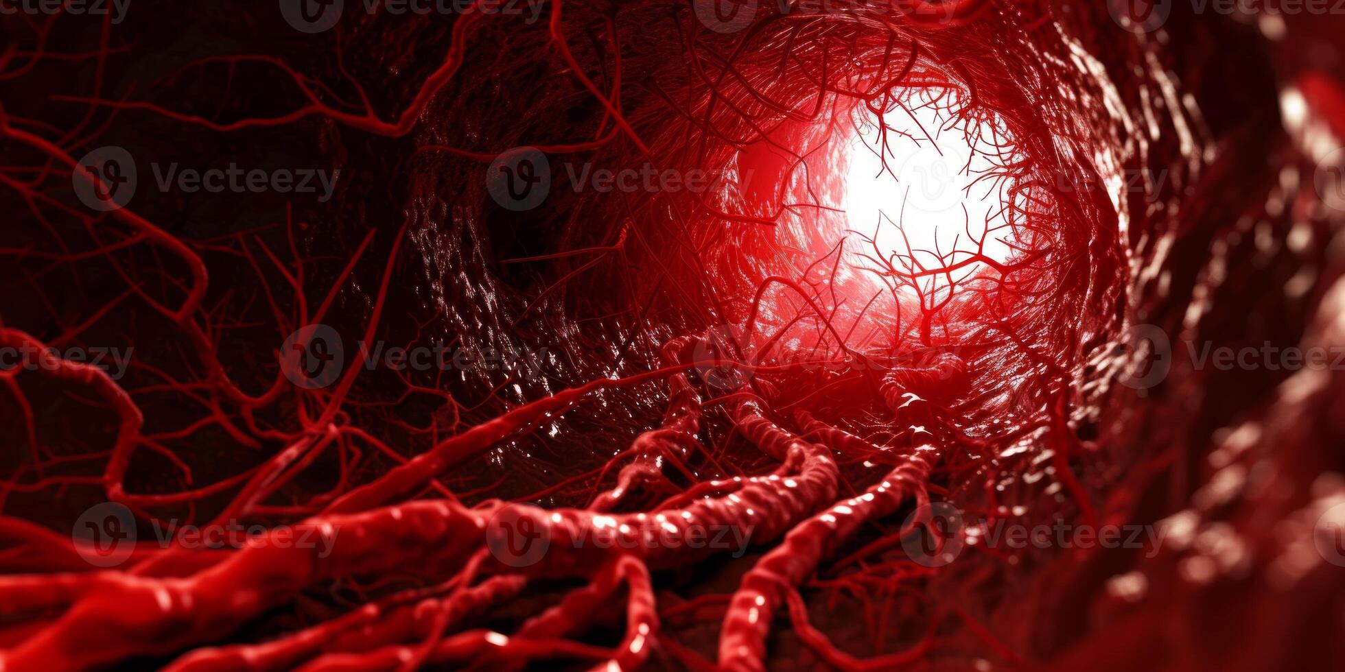AI generated Horrible Red Cancer Cells Disease Spreading on an Organ inside Human Body. Cancer Treatment, Cancer Oncology, Growing Tumor Cells photo