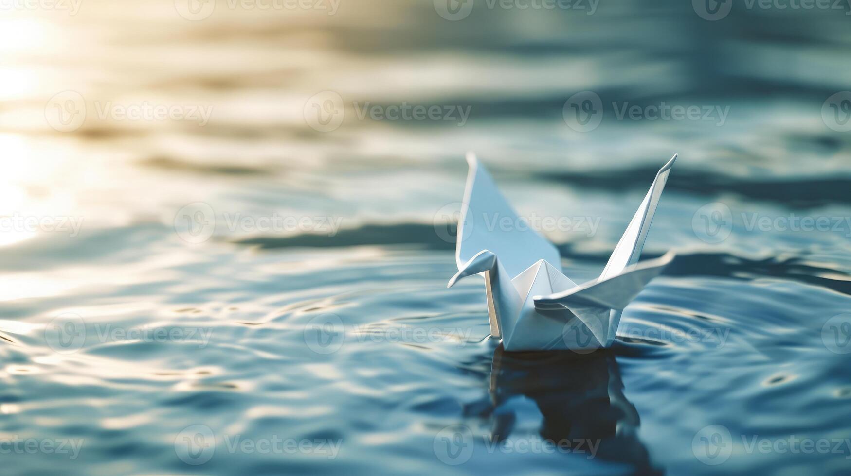 ai generado paz concepto. conceptual fotos a espectáculo el libertad de blanco origami paloma o Paloma voló desde el agua dentro el cielo.