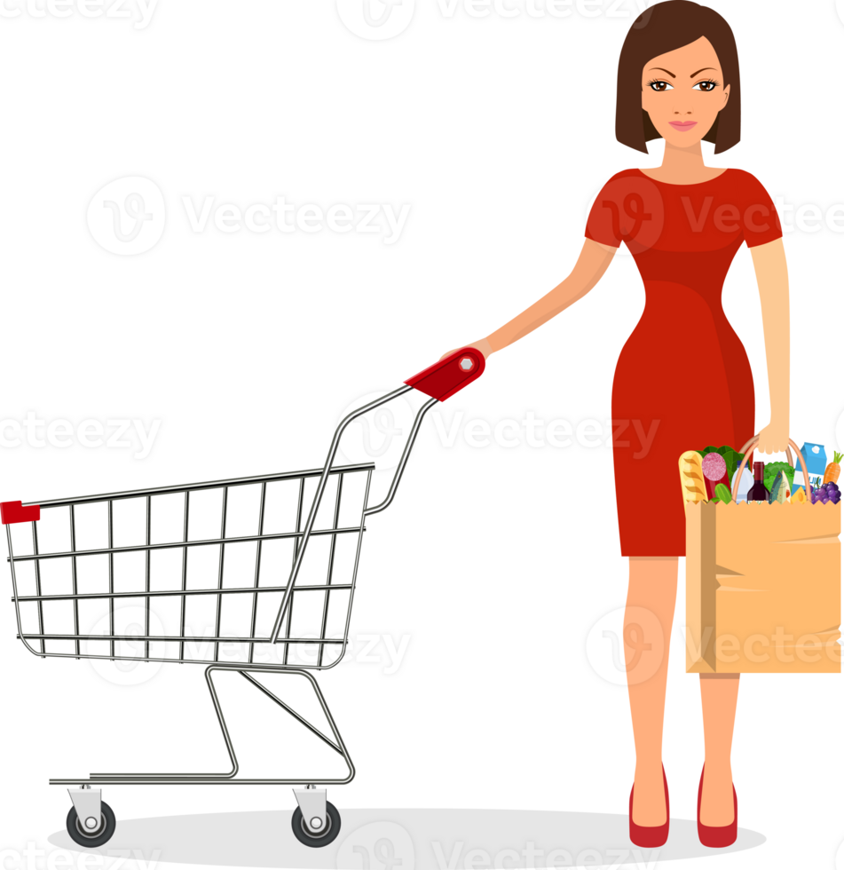 Woman shopping in supermarket png