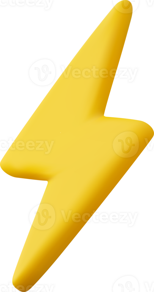 3d Yellow thunder and bolt lighting flash png