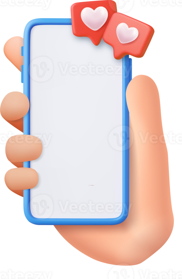 3D Like Icon with Heart and Smartphone png
