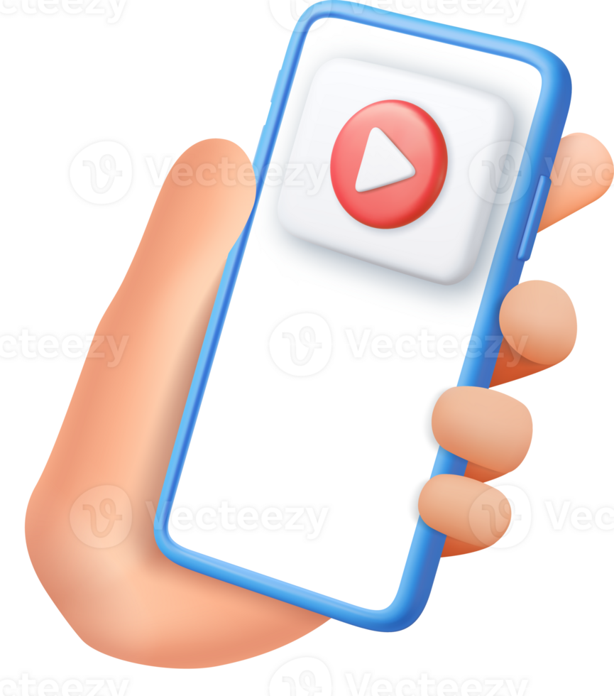 3d Mobile icon playing video, png