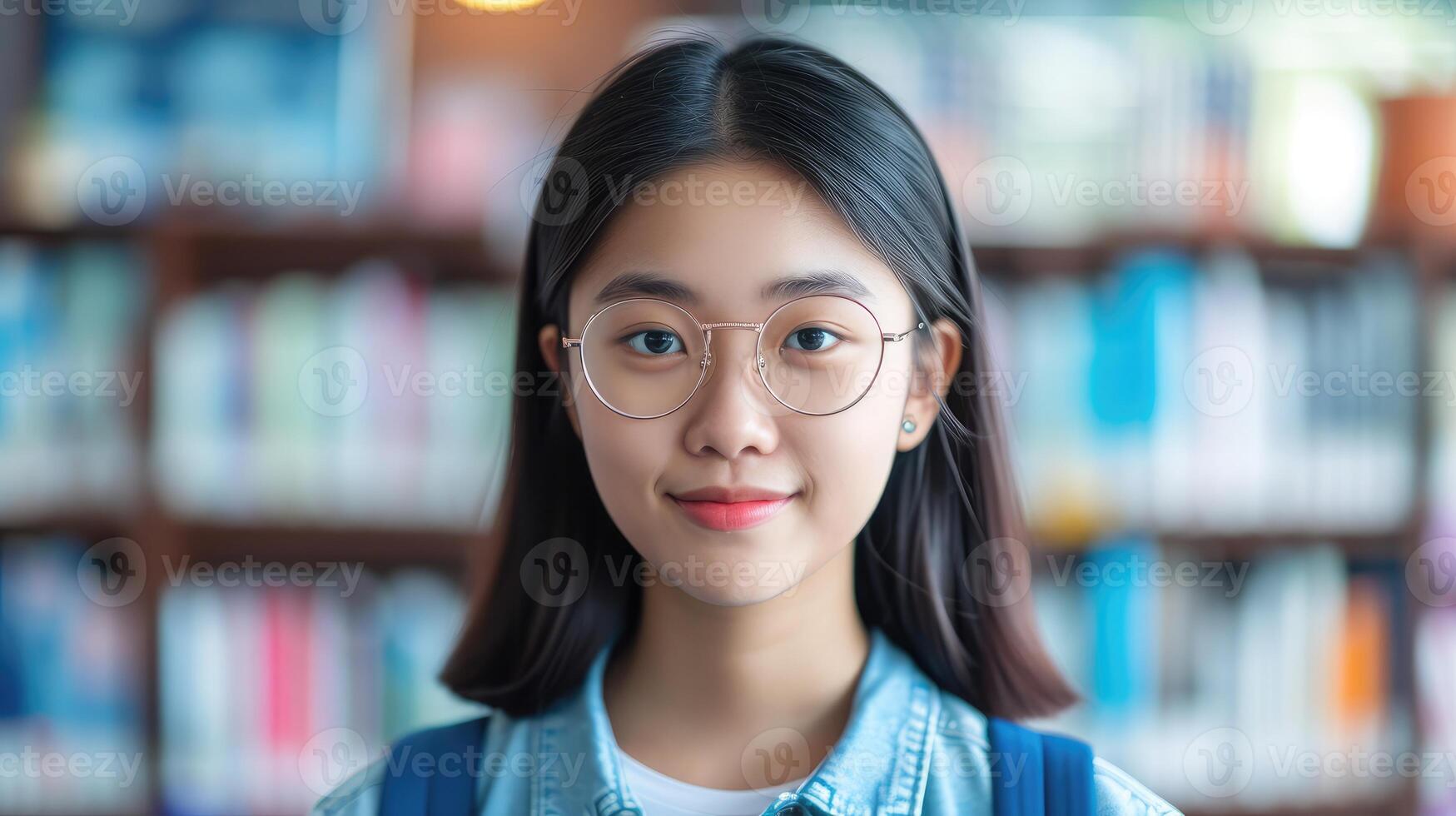 AI generated young Asian student on background photo