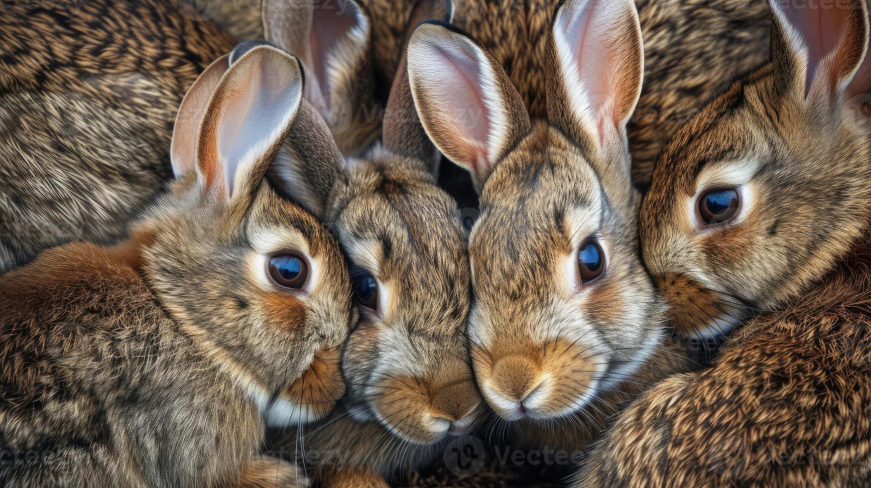 AI generated Group of rabbits closeup photo