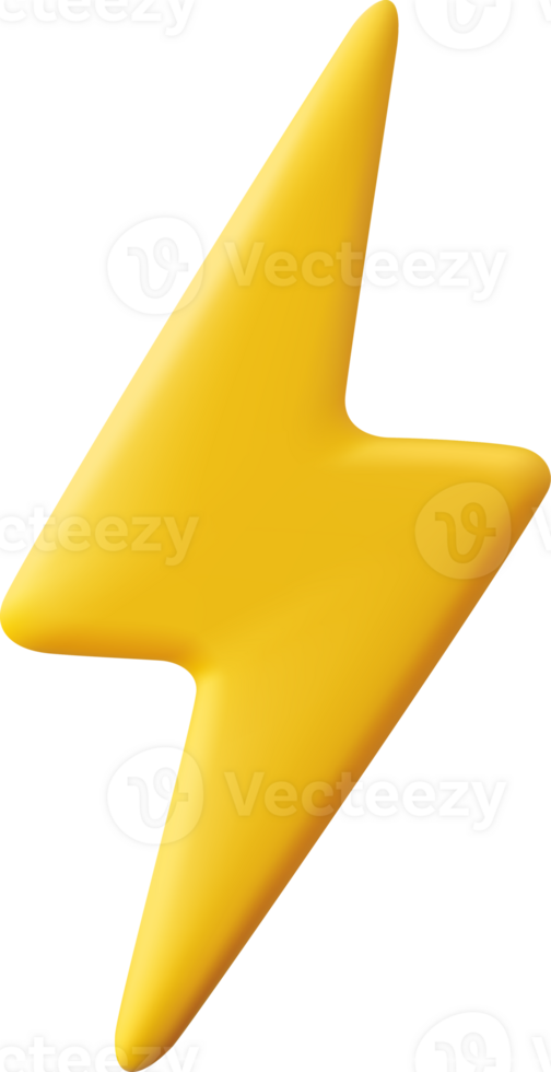 3d Yellow thunder and bolt lighting flash png