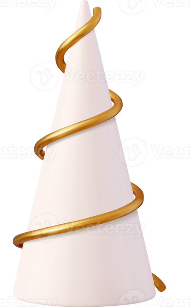 3d gold spiral Christmas tree png