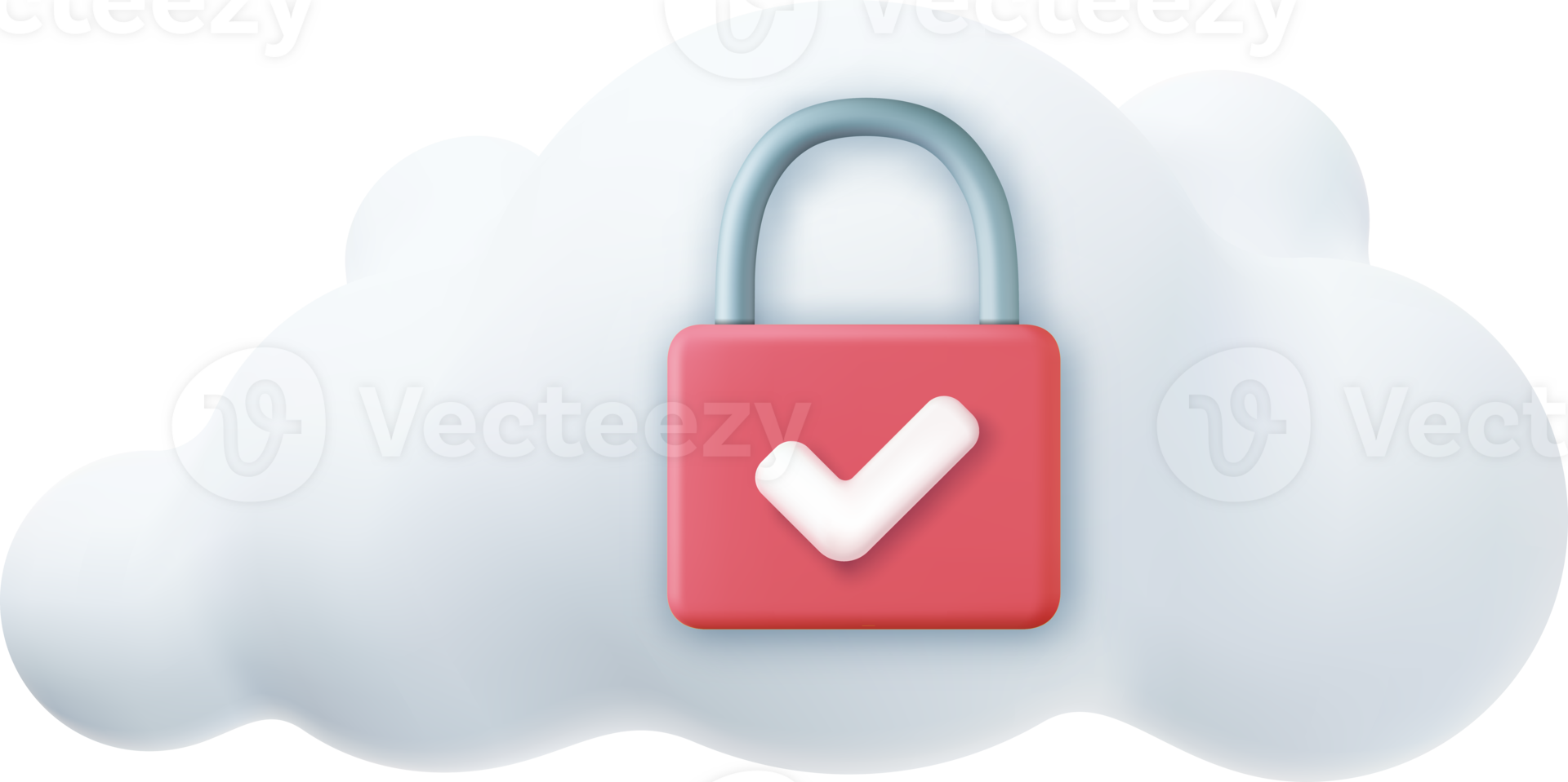 White fluffy cloud and locked padlock png
