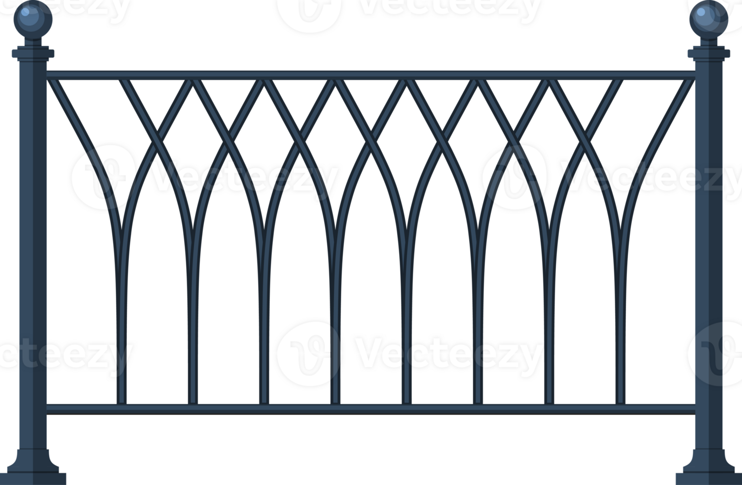 Black forged lattice fence. png