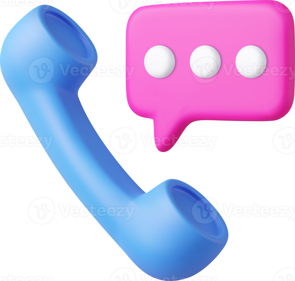 3d retro telephone receiver and speech bubble png