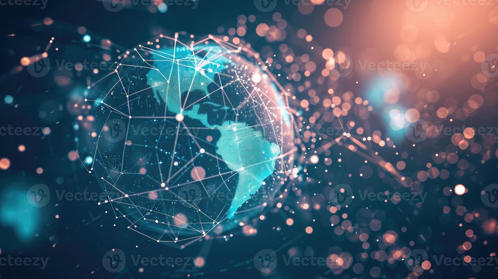 AI generated Concept of connecting information to the world by internet technology, online transaction, big data, online marketing photo