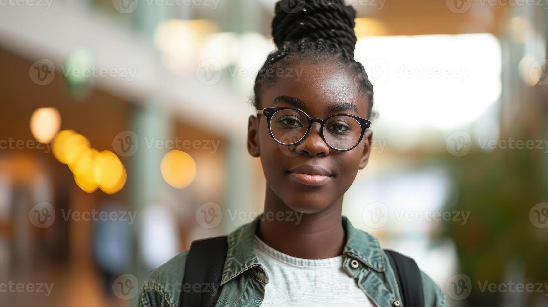 ai generado joven afroamericano estudiante en Universidad foto