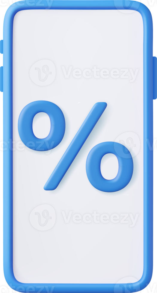 3D Phone with percentage on screen png