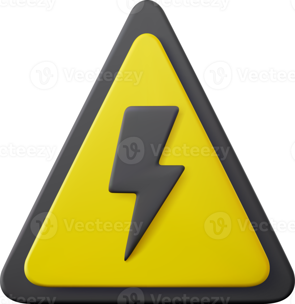 3d High voltage icon, danger png