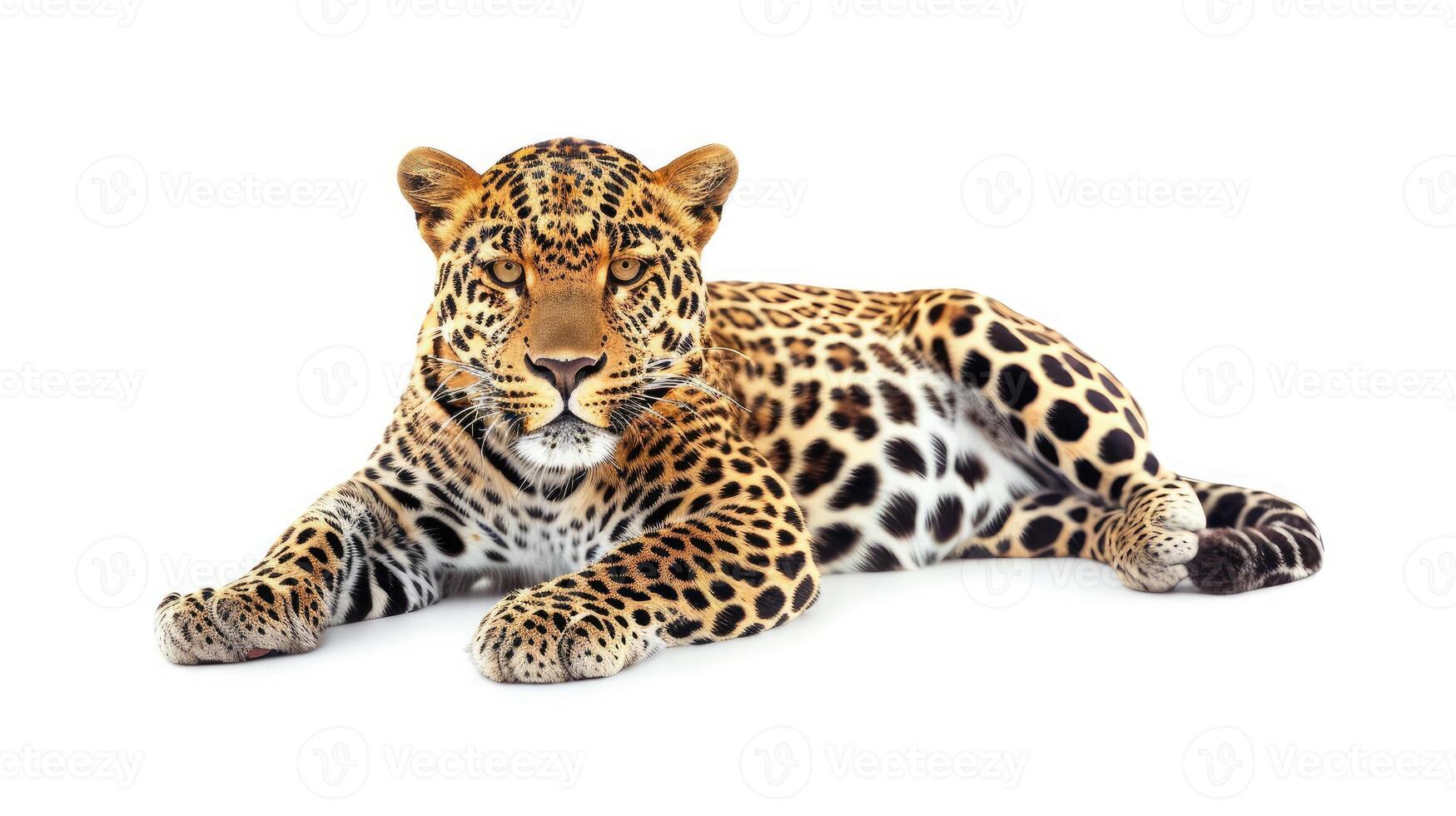 AI generated Leopard isolated on white background photo