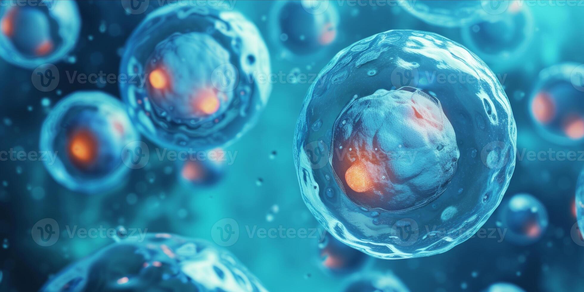 AI generated Human Cells, Embryonic Stem Cell Microscope photo