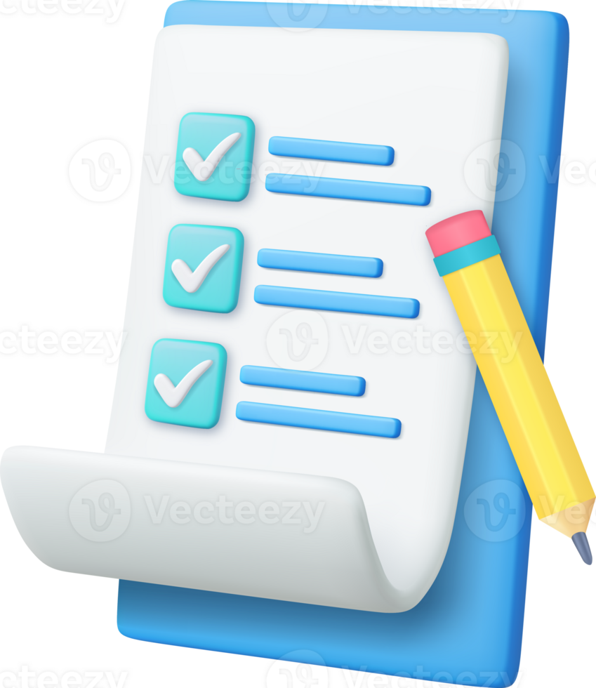 3d paper task management todo check list png