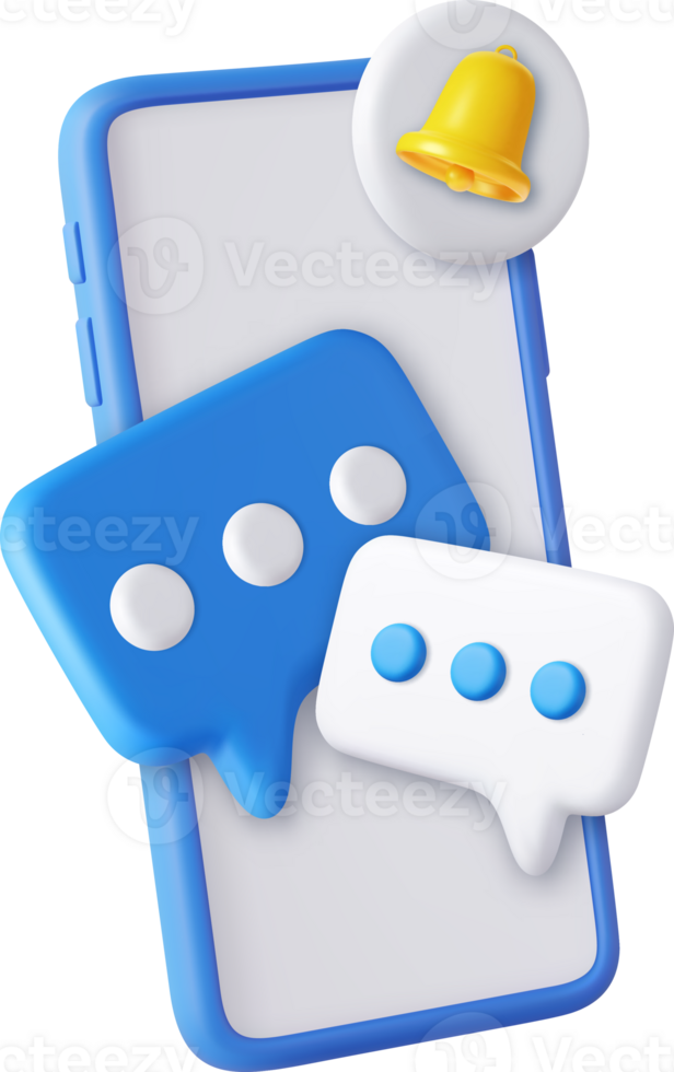 3D Mobile Phone with Speech bubble messages. png