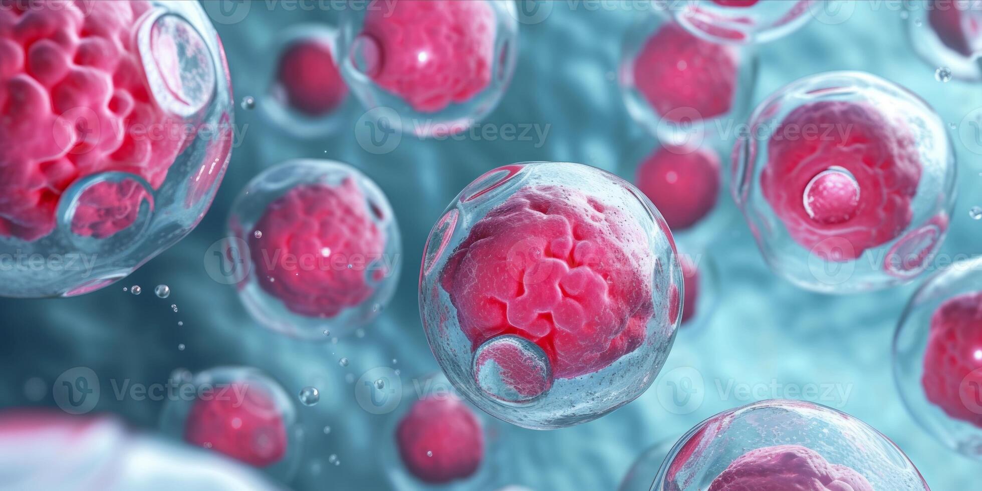 AI generated Human Cells, Embryonic Stem Cell Microscope photo