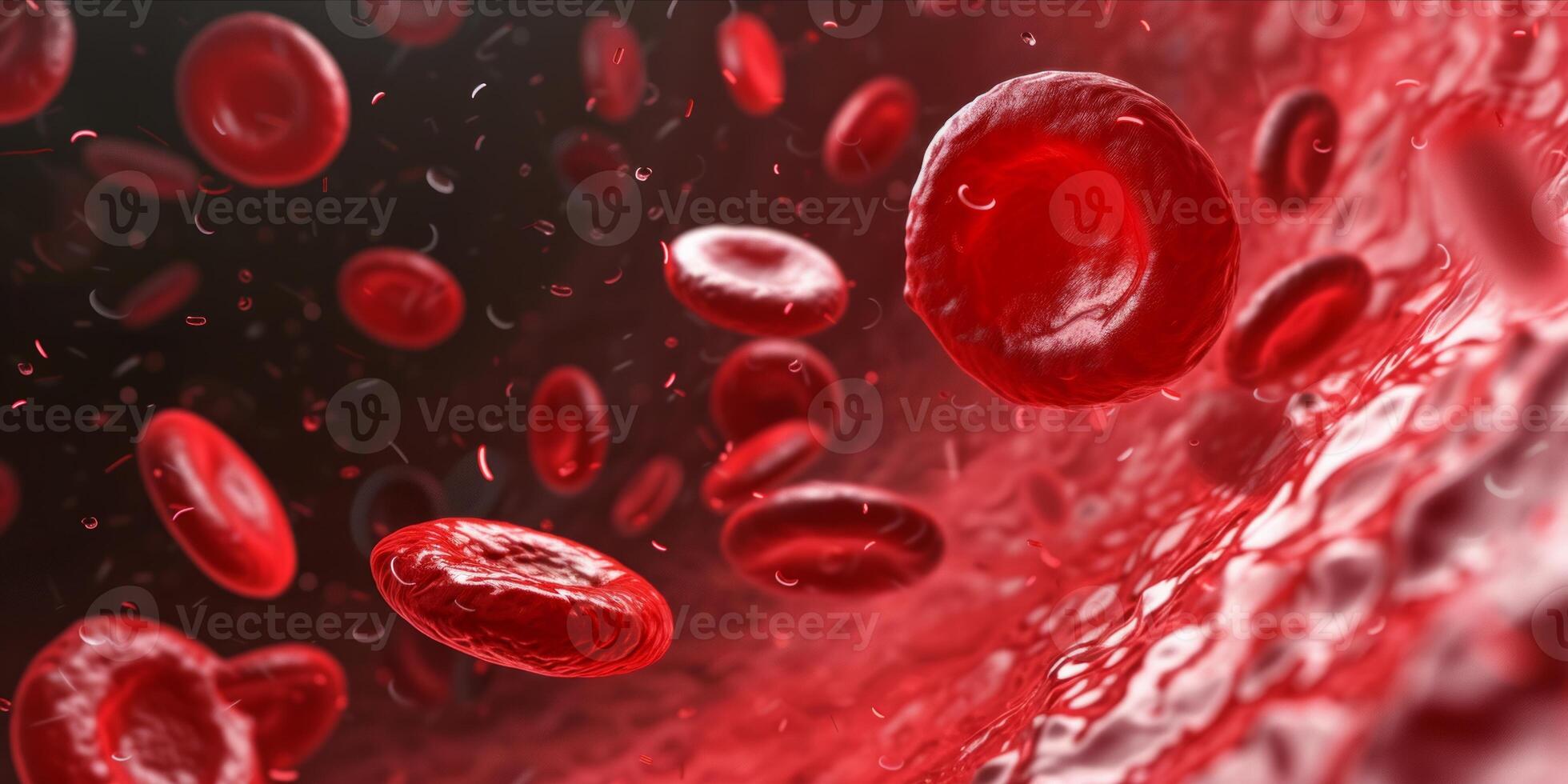 AI generated Human Red Blood Cells Flowing in Blood Vessels. Medical Health Care Concept photo