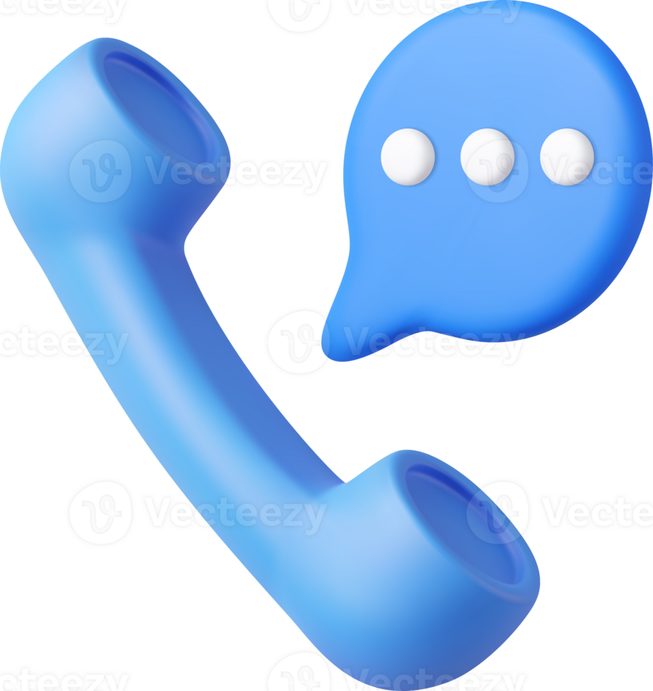 3d retro telephone receiver and speech bubble png