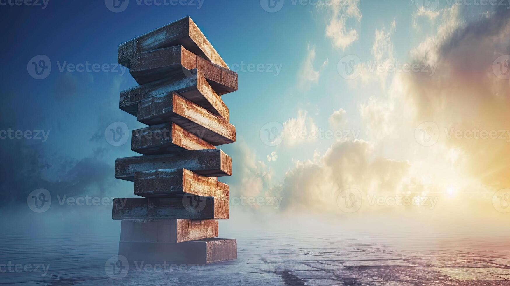 AI generated Fails Building Tower, Concept For Challenge And Fail In Business photo