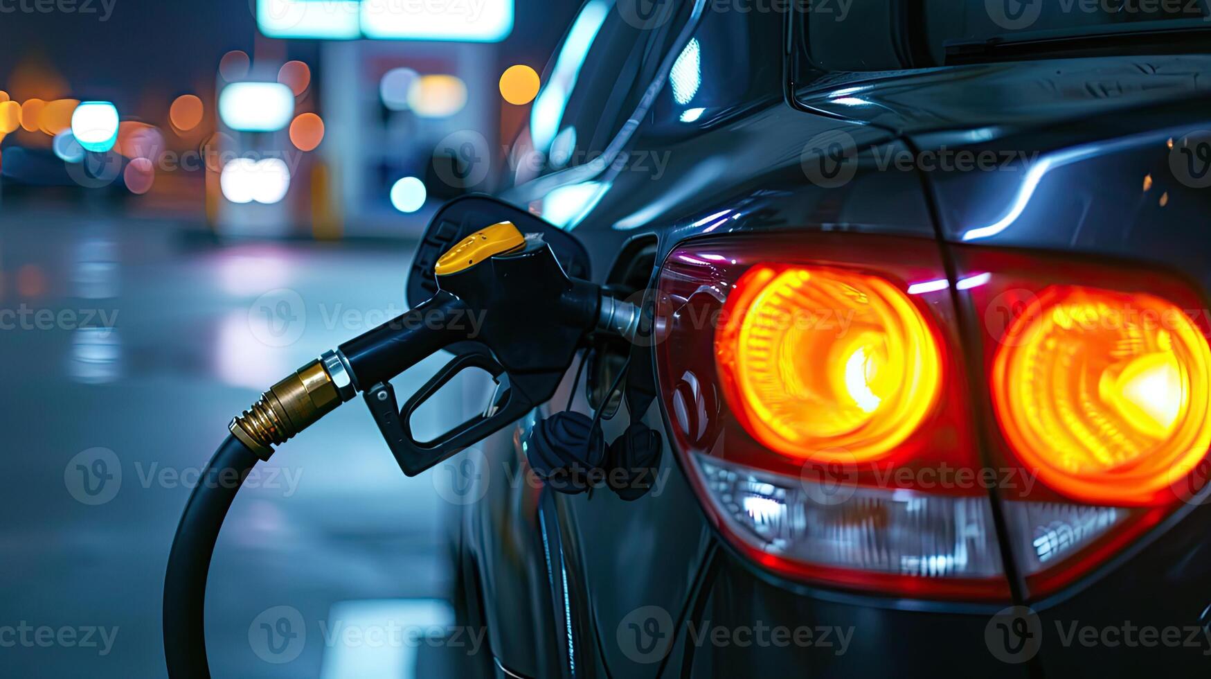 AI generated Gun petrol in the tank to fill. Car refueling concept photo