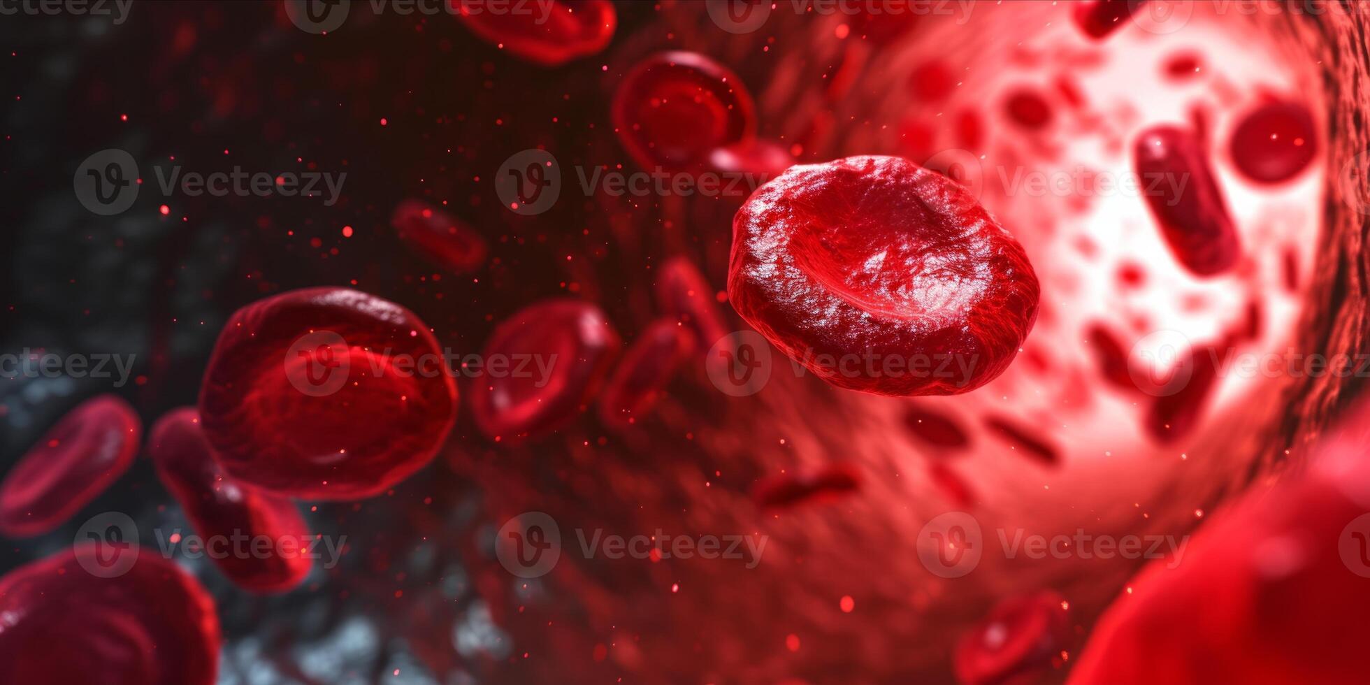 AI generated Human Red Blood Cells Flowing in Blood Vessels. Medical Health Care Concept photo