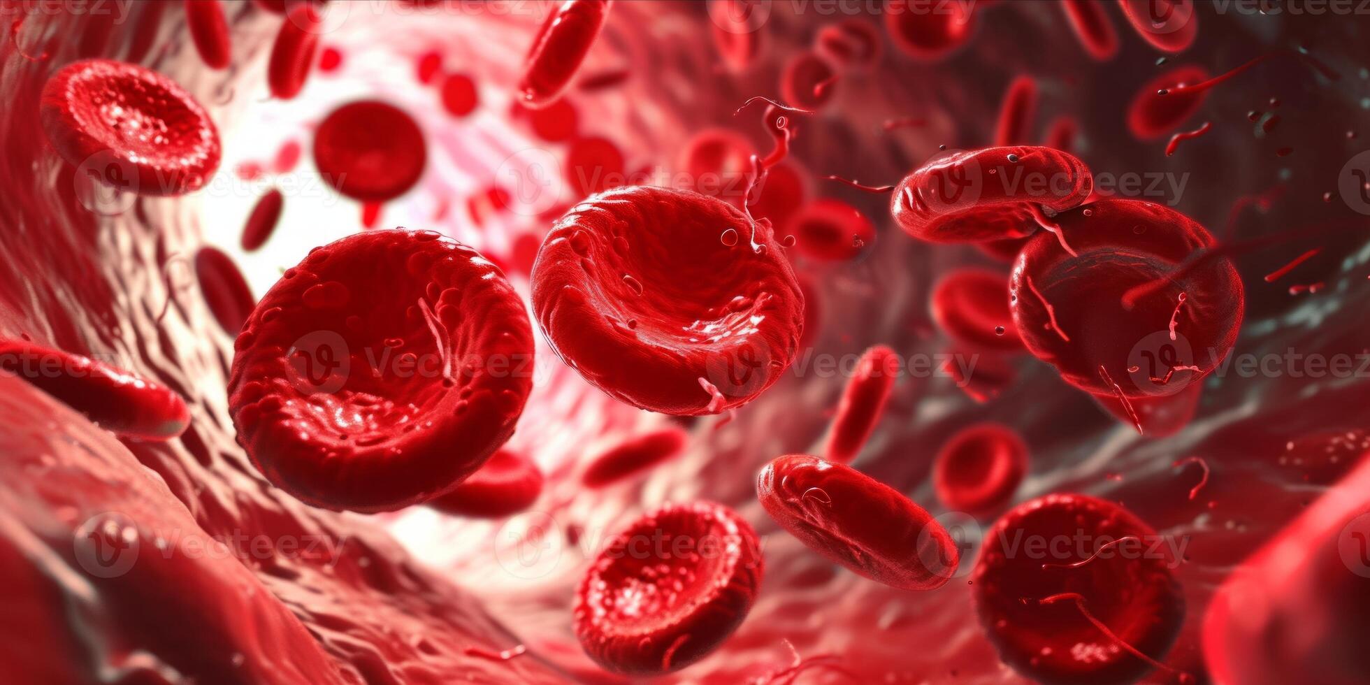 AI generated Human Red Blood Cells Flowing in Blood Vessels. Medical Health Care Concept photo