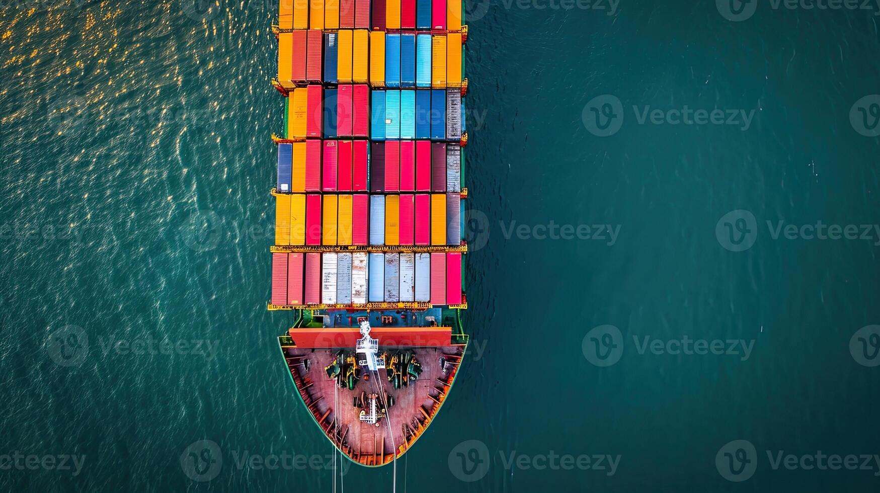 AI generated Aerial top view container cargo ship photo