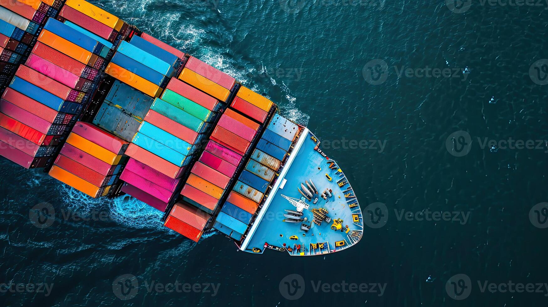 AI generated Aerial top view container cargo ship photo