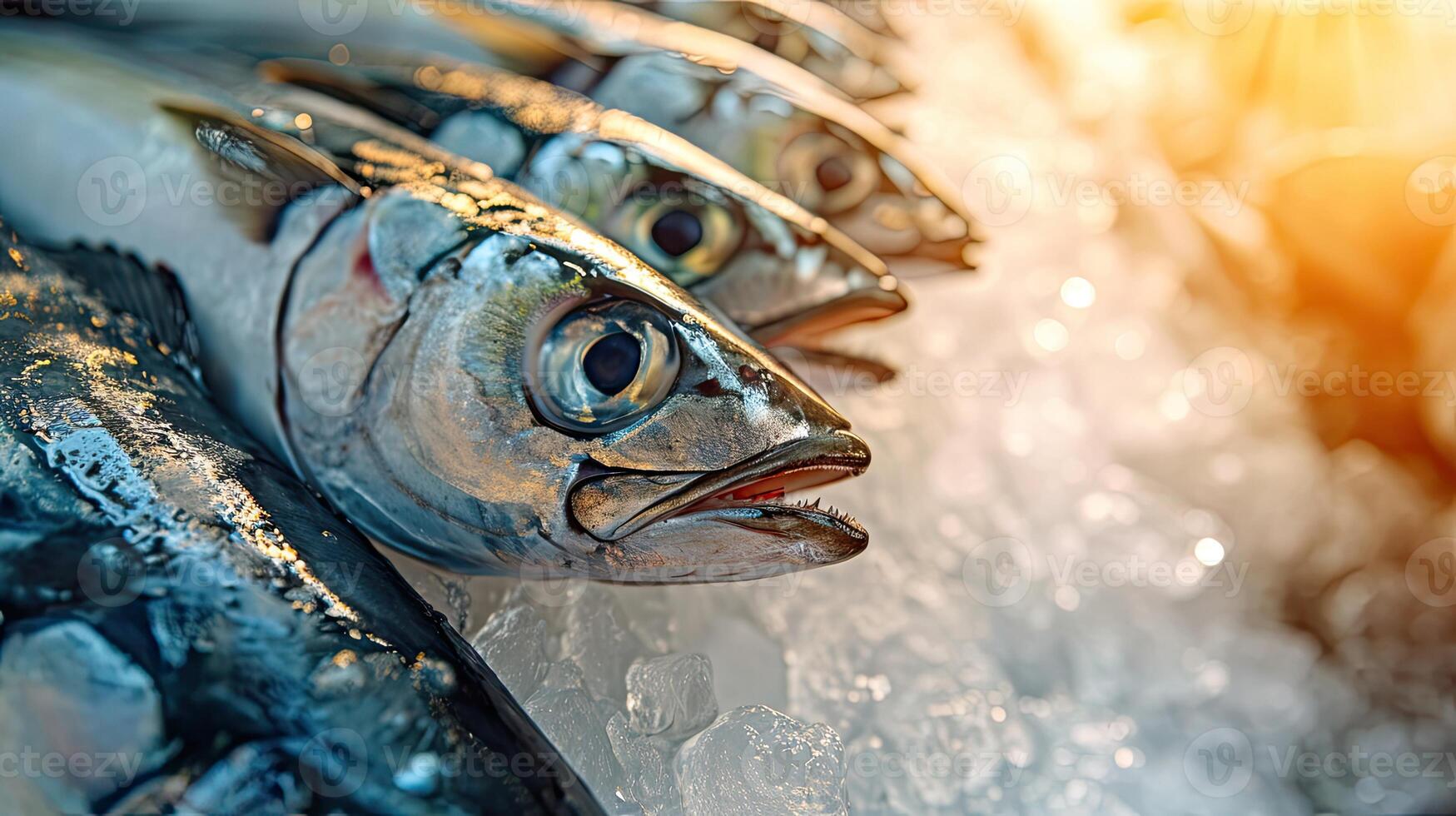 AI generated Closeup of Fresh Raw Short Mackerel or Shortbodied Mackerel photo