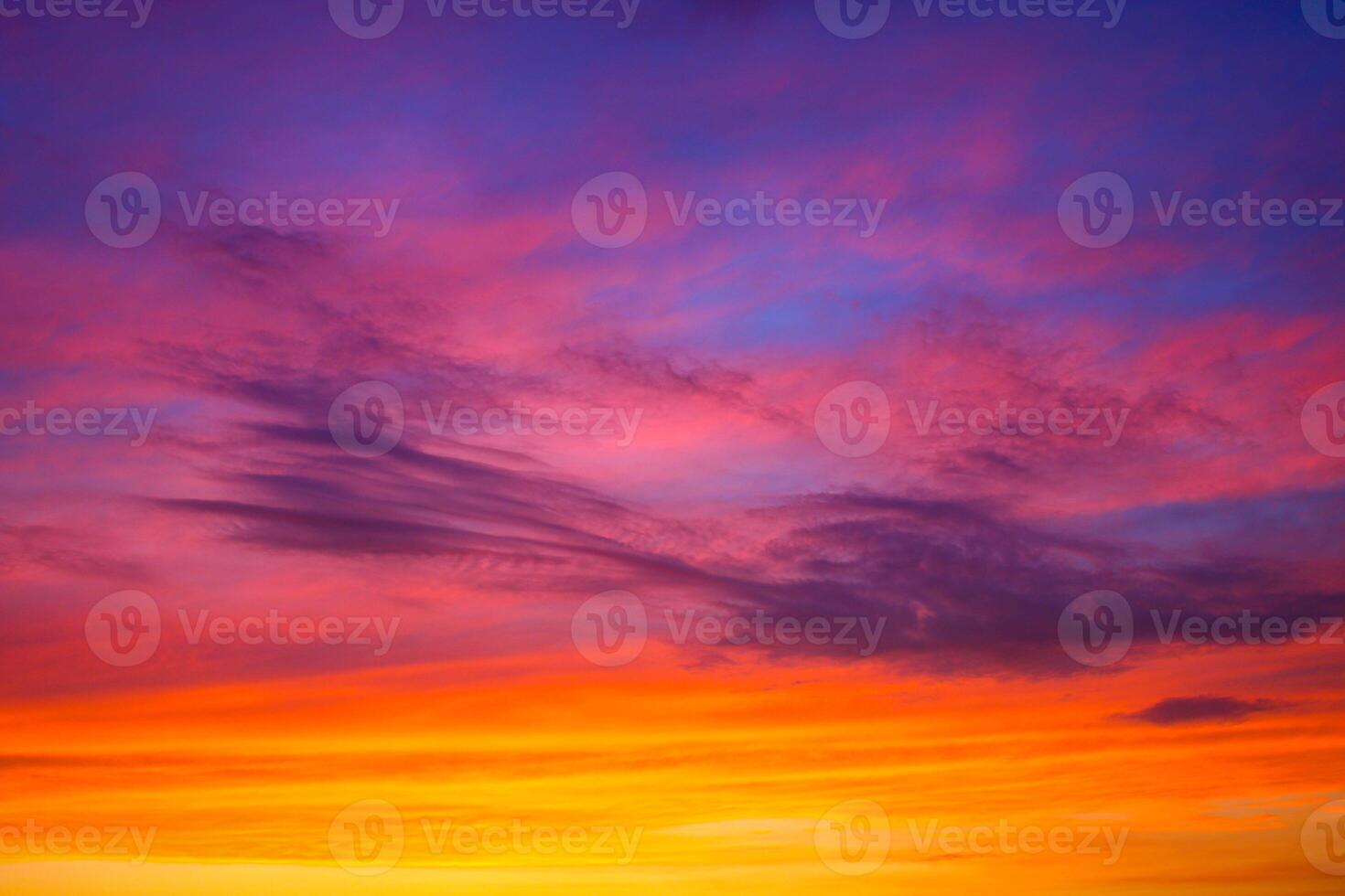 Clouds and different color tones in the sky at sunset. Dance of colors in the sky. Amazing and incredible sunset. photo