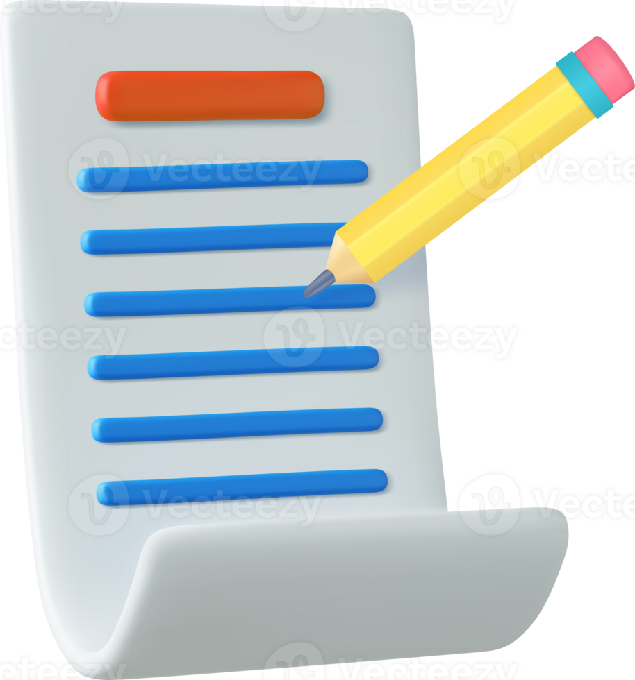 3d Copywriting, writing icon. Document concept png