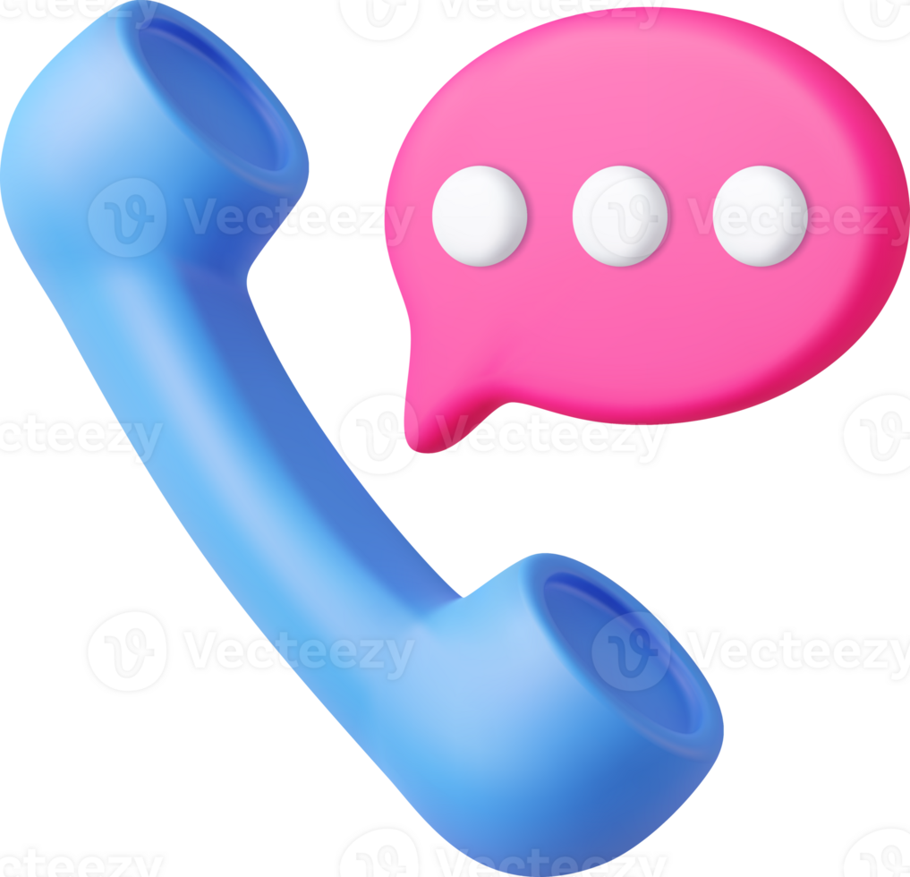3d retro telephone receiver and speech bubble png