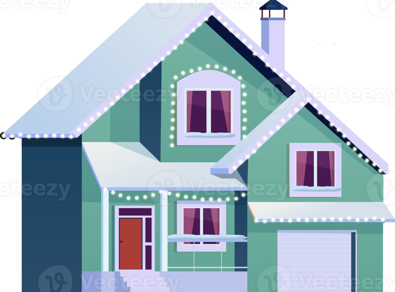 Winter house with christmas decoration png
