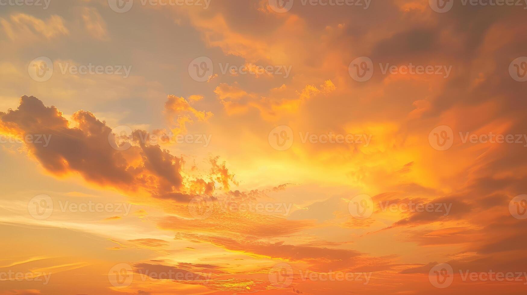 AI generated Sunset Sky on Twilight in the Evening with Orange Gold Sunset Cloud Nature Sky Background, Horizon Golden Sky, Sunrise clouds Gorgeous, Dusk sky photo